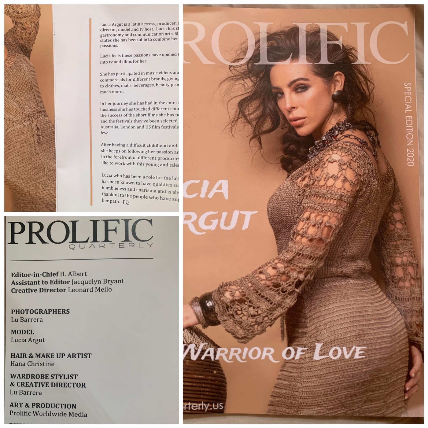 Lucia Argut featured in Prolific Quarterly