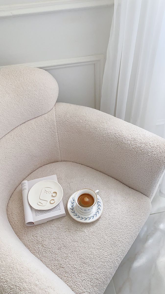Calm therapy chair with coffee and book